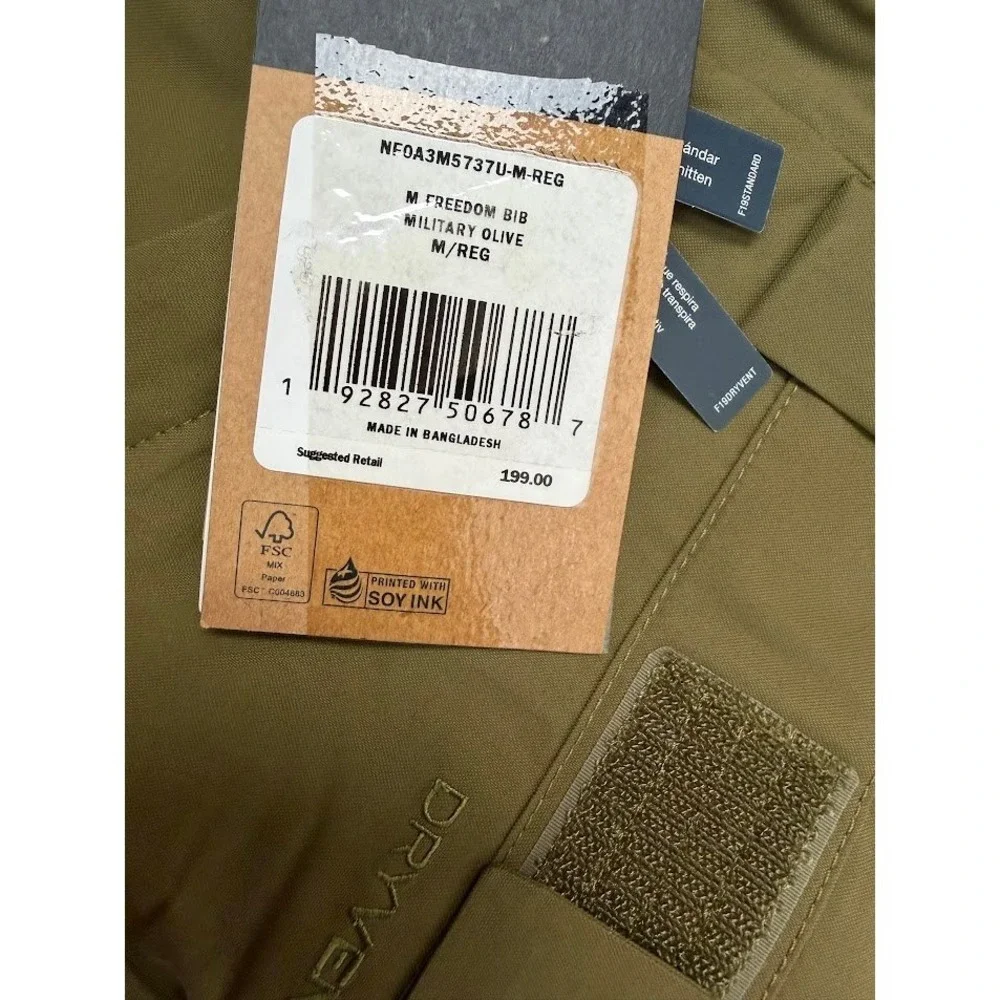 The North Face Freedom Bib Mens Military Olive Snowboard Ski Pants MEDIUM NWT